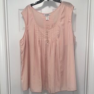 Roaman's Blush Pink Pleated Blouse
